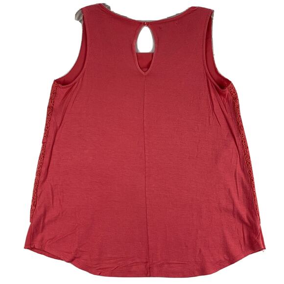 Maurices Womens Tank Top Blouse Size Medium Lace Sleeveless Keyhole Back Layered - Picture 2 of 10